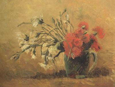 Vincent Van Gogh Vase with Red and White Carnations on Yellow Background (nn04) Norge oil painting art